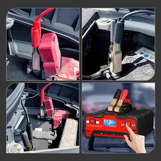 Cargador inteligente de batería para auto y moto 12V/24V 8A.